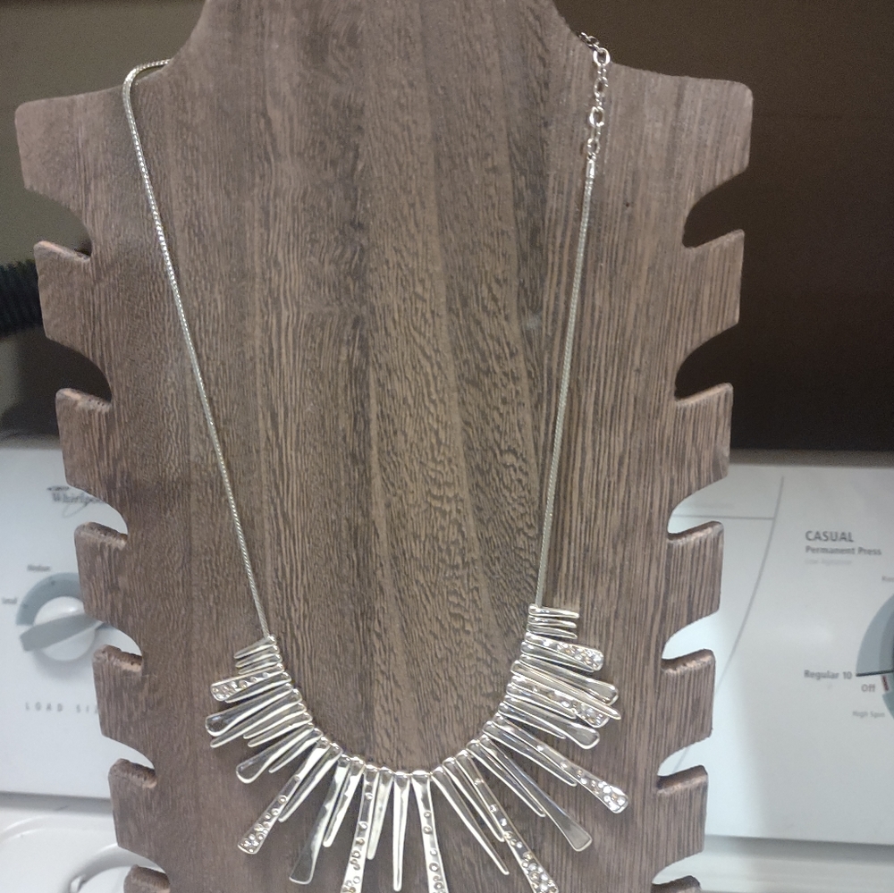 Woman's Silver Wavy Charm Necklace
